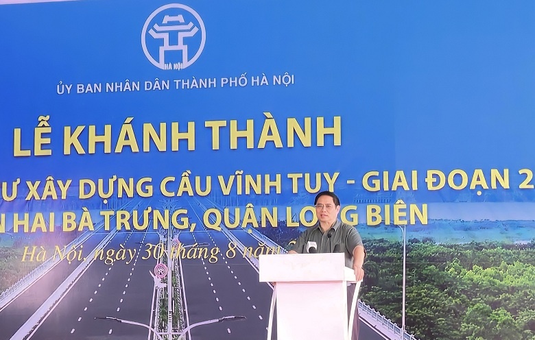 Thủ tướng Chính phủ Phạm Minh Chính dự lễ khánh thành cầu Vĩnh Tuy - giai đoạn 2