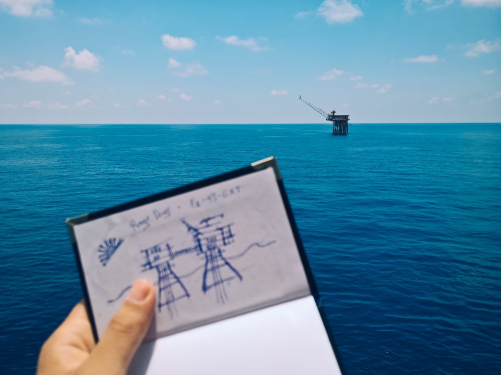 20-TNT-AB-0002-06: Ký họa và giàn đầu giếng E1 tại mỏ Rạng Đông - dự án E1-4S-Extension cho khách hàng JVPC (năm 2019).