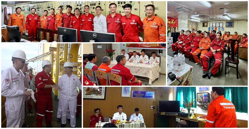 Ban lãnh đạo Xí nghiệp Khai thác Dầu khí chúc Tết người lao động trên các công trình biển
