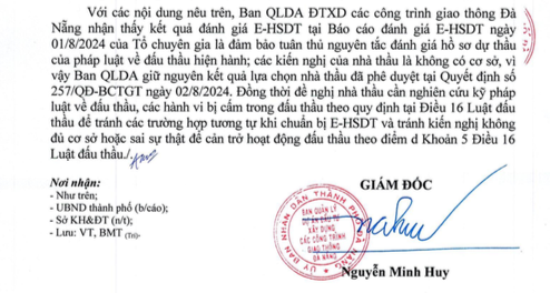 Xây dựng Bạch Đằng trượt gói thầu 358 tỷ tại Đà Nẵng vì “không trung thực”?