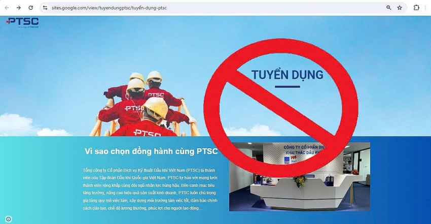 Cảnh báo thông tin tuyển dụng mạo danh Tổng công ty PTSC
