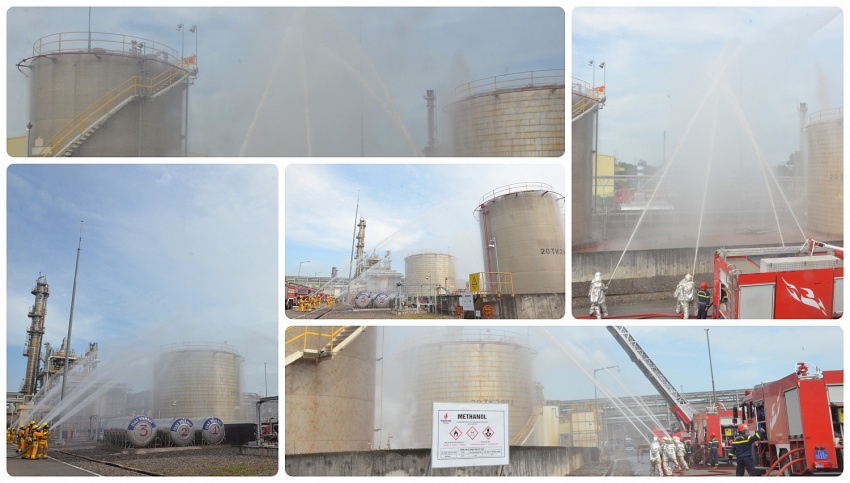 Diễn tập chữa cháy, CNCH và ứng phó sự cố tràn đổ hoá chất tại Nhà máy Đạm Phú Mỹ