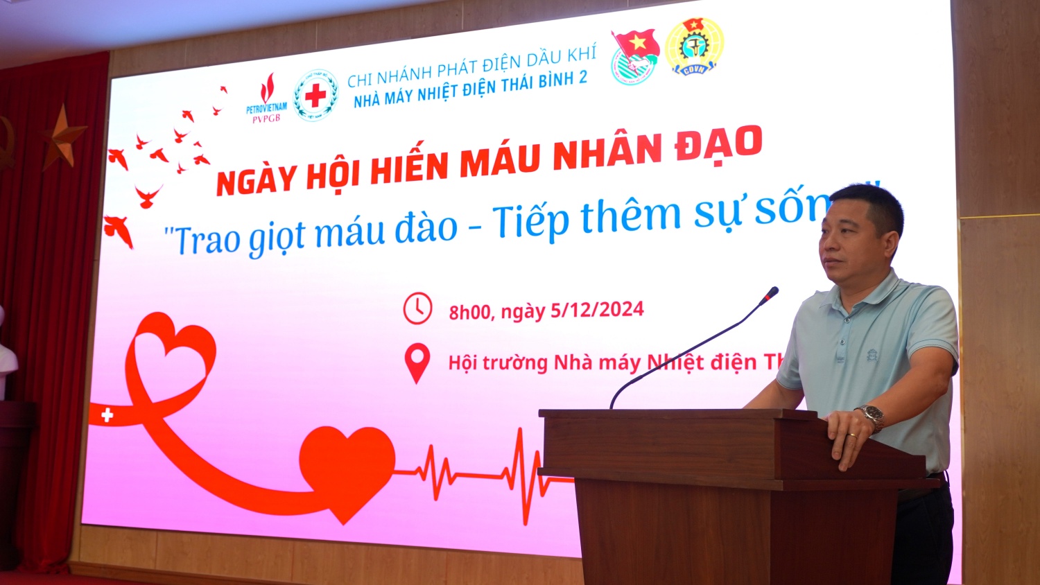 Ngày hội hiến máu nhân đạo “Trao giọt máu đào - Tiếp thêm sự sống” năm 2024 tại NMNĐ Thái Bình 2 Ngày hội hiến máu nhân đạo “Trao giọt máu đào - Tiếp thêm sự sống” năm 2024 tại NMNĐ Thái Bình 2