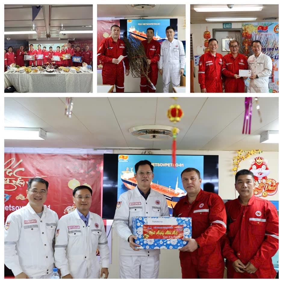 Đoàn công tác chúc tết và tặng quà tại các công trình biển.
