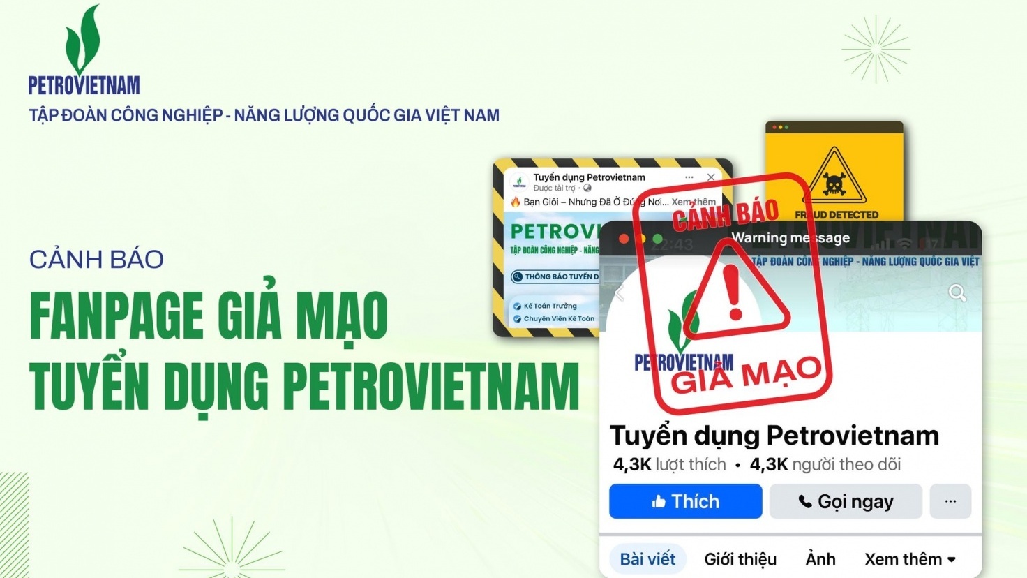 Cảnh báo fanpage mạo danh Petrovietnam