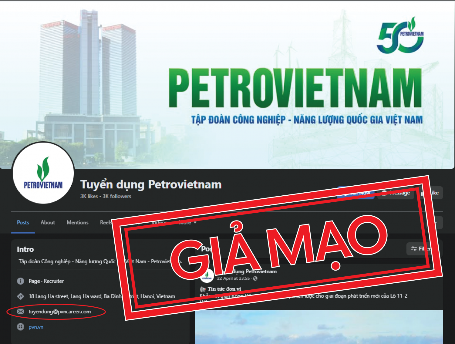 Cảnh báo mạo danh Tập đoàn Công nghiệp - Năng lượng Quốc gia Việt Nam lừa đảo tuyển dụng