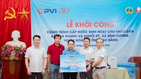 PVI khởi công xây dựng công trình nước sinh hoạt cho người dân bản Nà Phung và Khuổi Rỳ, Cao Bằng