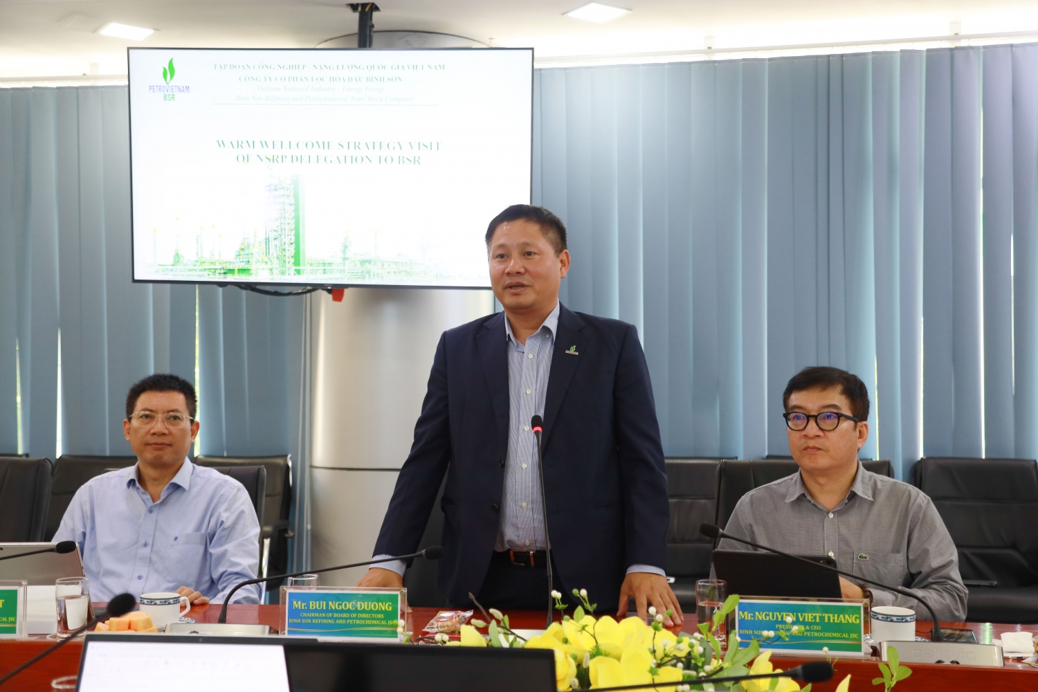 Ông Bùi Ngọc Dương - Chủ tịch HĐQT BSR cho biết những kết quả tích cực đã đạt được trong việc hợp tác chiến lược giữa BSR và NSRP trong thời gian qua.