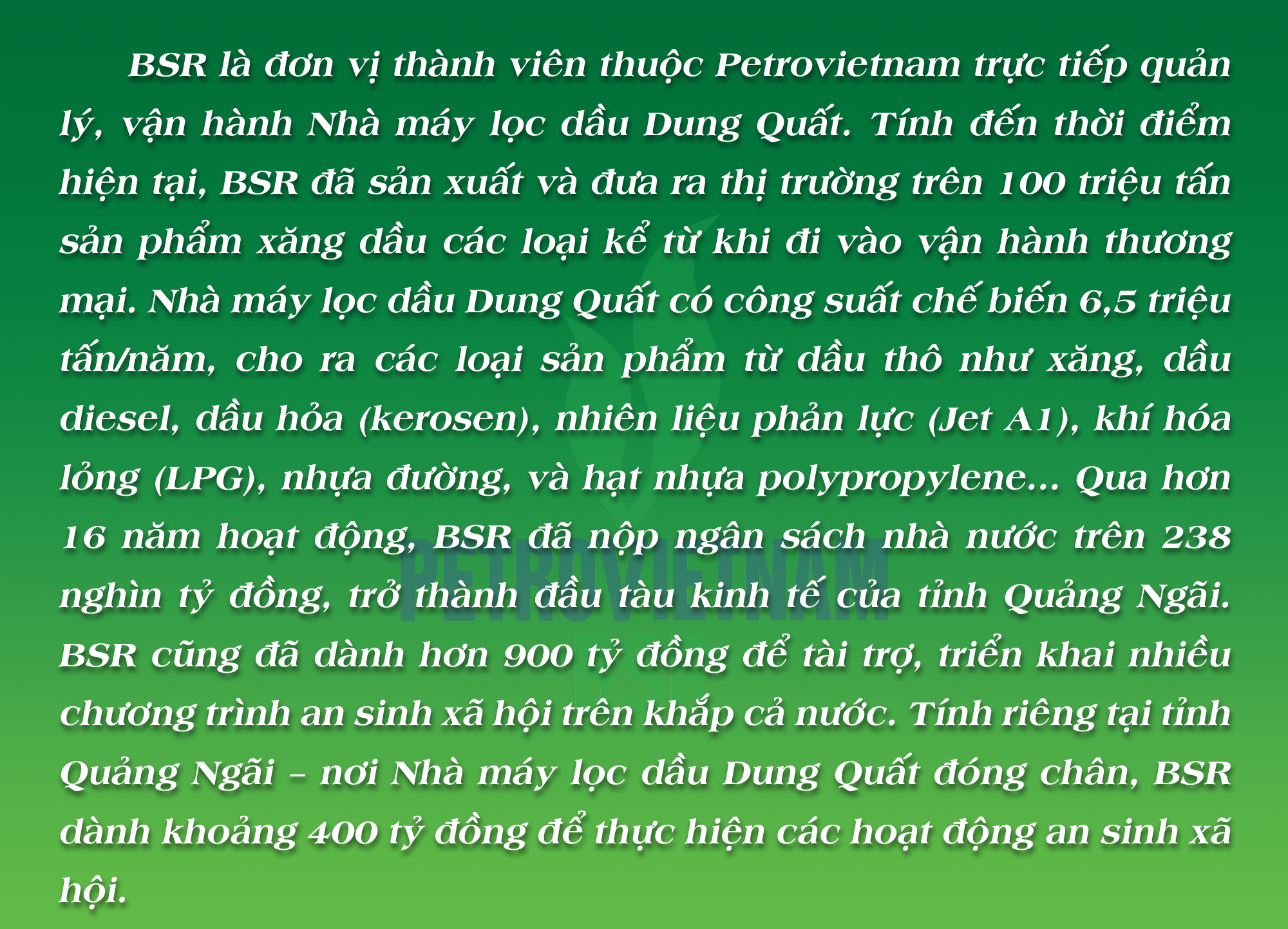 Petrovietnam có sự đóng góp rất lớn cho việc phát triển kinh tế, xã hội của tỉnh Quảng Ngãi