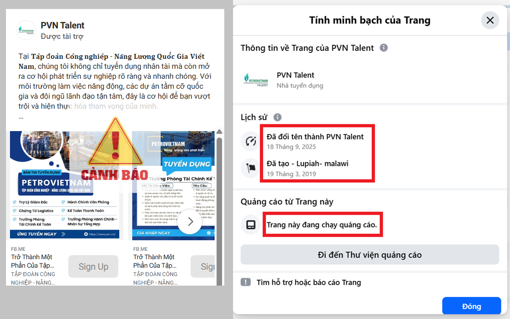 Tiếp tục cảnh báo nhiều fanpage giả mạo Petrovietnam và các đơn vị thành viên