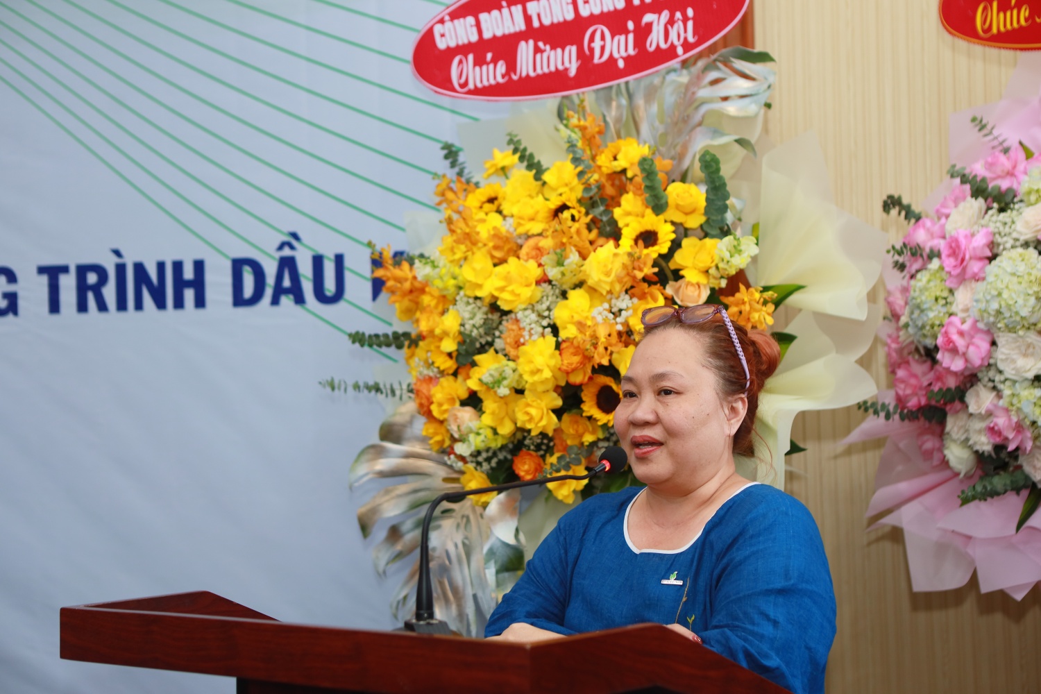 Bà Đỗ Thị Bích Hồng – Phó Tổng Giám đốc PVMR, Phó Chủ tịch Công đoàn PVMR, Chủ tịch HĐQT PMS phát biểu chỉ đạo, nhấn mạnh vai trò của Công đoàn và định hướng hoạt động của Công đoàn PMS trong nhiệm kỳ tới.