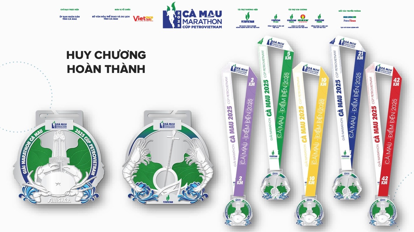 Bộ Race Kit của giải Marathon Cà Mau 2025 - Cup Petrovietnam: Sắc màu năng lượng từ Đất Mũi