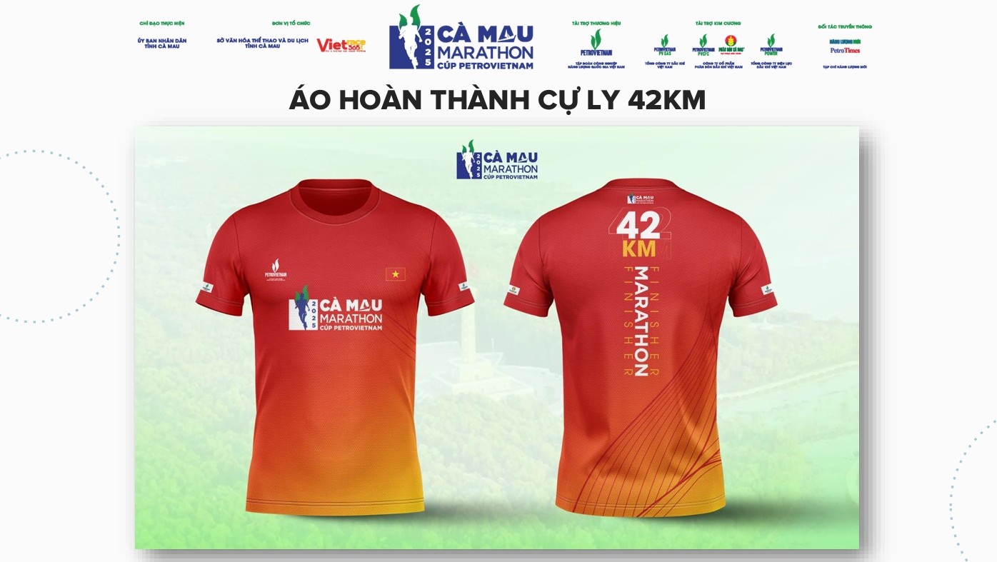 Bộ Race Kit của giải Marathon Cà Mau 2025 - Cup Petrovietnam: Sắc màu năng lượng từ Đất Mũi