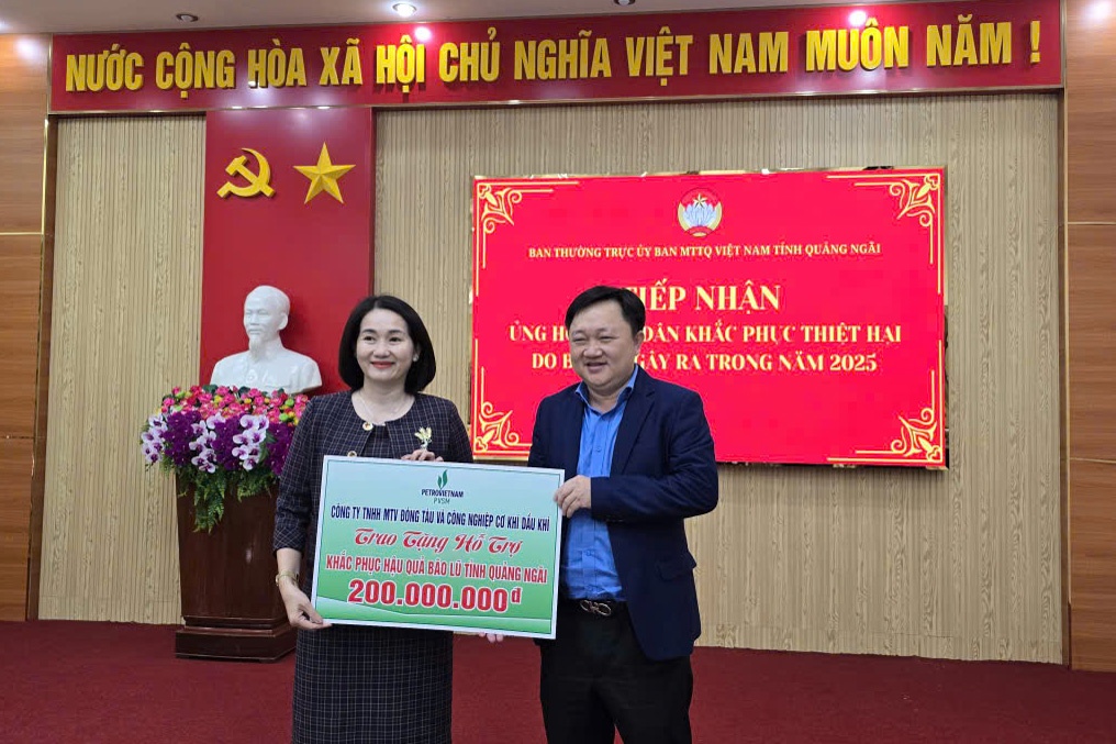 Người lao động PVSM ủng hộ 200 triệu đồng hỗ trợ khắc phục hậu quả lũ lụt tại Quảng Ngãi