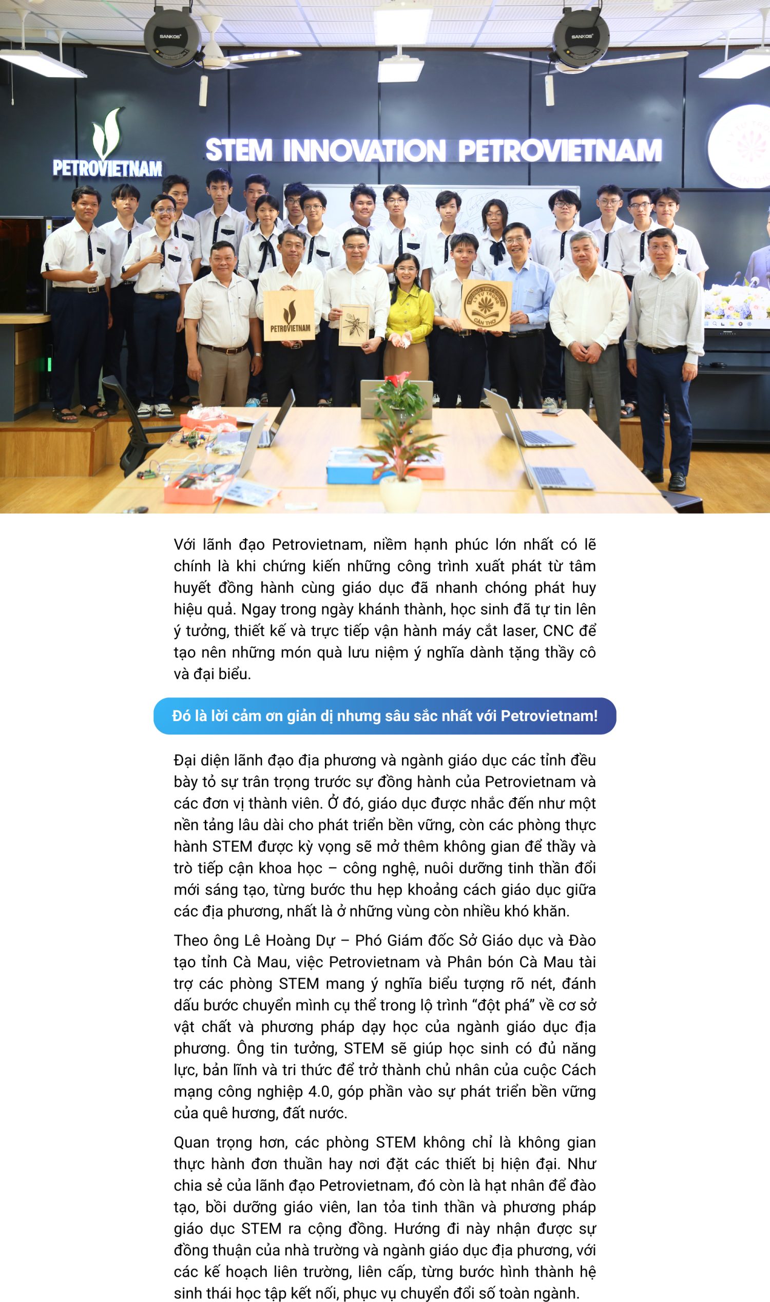 [E-magazine] STEM Innovation Petrovietnam: Hiện thực hóa khát vọng đột phá giáo dục ở Đồng bằng sông Cửu Long