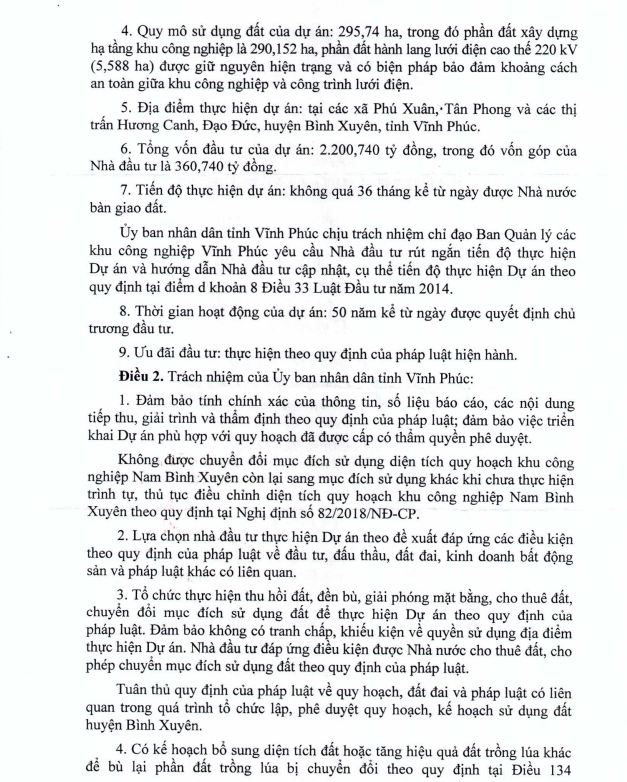 Hơn 2.200 tỷ đồng phát triển hạ tầng KCN Nam Bình Xuyên