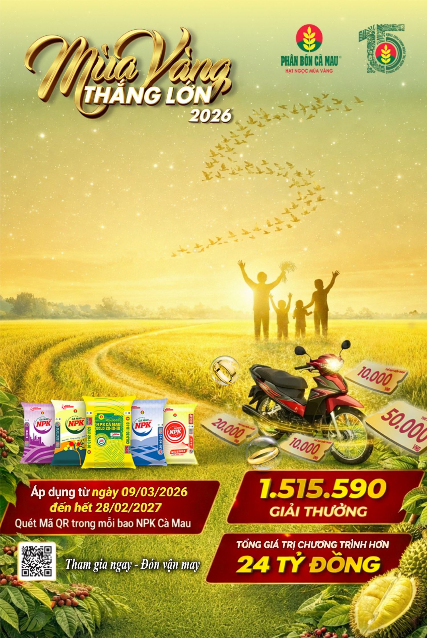 Phân Bón Cà Mau khởi động chương trình “Mùa Vàng Thắng Lớn 2026” với hơn 1,5 triệu giải thưởng PVCFC khởi động chương trình “Mùa vàng thắng lớn” 2026 với hơn 1,5 triệu giải thưởng