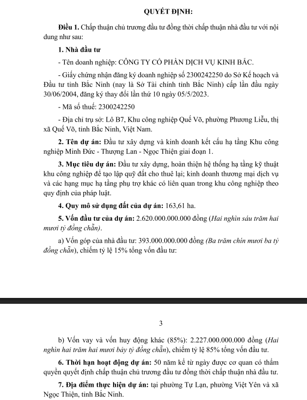 Bắc Ninh: Kinh Bắc chuyển đổi gần 100ha đất trồng lúa làm KCN 2.620 tỷ đồng