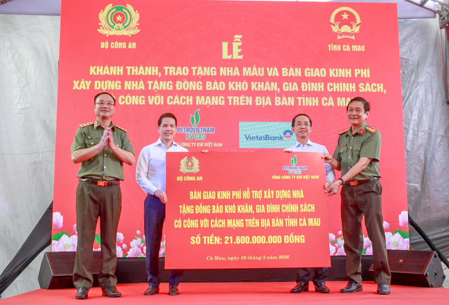 PV GAS đồng hành cùng Bộ Công an tặng 500 căn nhà cho đồng bào khó khăn, gia đình chính sách tại Cà Mau