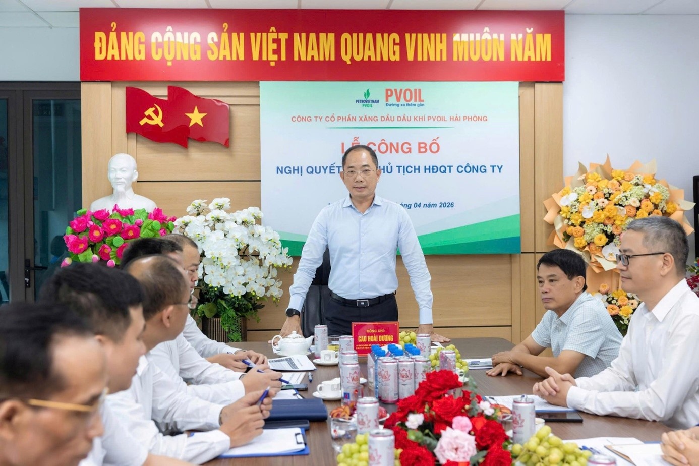 Chủ tịch Cao Hoài Dương phát biểu tại buổi lễ. 