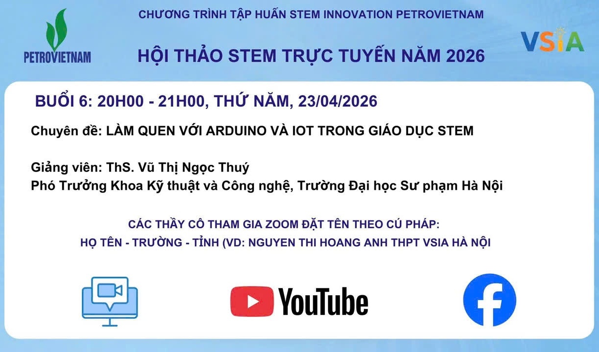 Petrovietnam tổ chức hội thảo STEM trực tuyến về Arduino và IoT