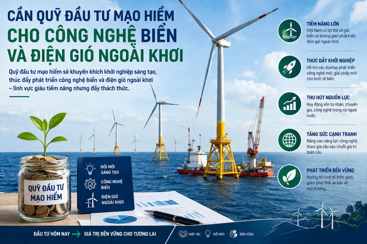 Cần quỹ đầu tư mạo hiểm cho công nghệ biển và điện gió ngoài khơi