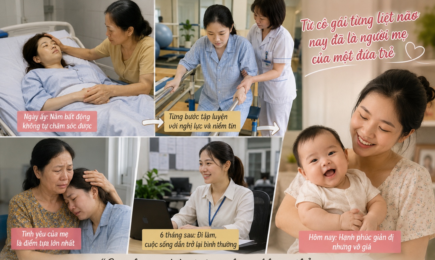 Chuyện "thần kỳ" về cô gái từng bị liệt nay đã thành bà mẹ trẻ