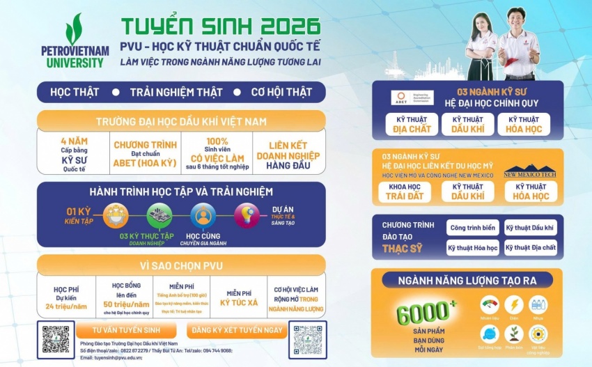 PVU thông báo tuyển sinh năm 2026: Đa dạng hình thức đào tạo, mở rộng cơ hội cho người học