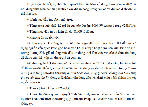 Thủy điện Hương Sơn tái khởi động kế hoạch đầu tư điện mặt trời