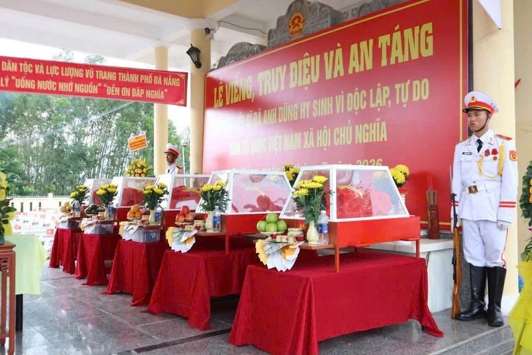 Đà Nẵng: Truy điệu, an táng hài cốt các liệt sĩ vừa được quy tập trong hang Đá Sập