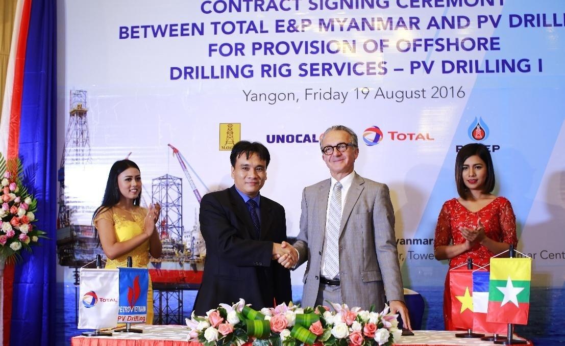 PV Drilling ký hợp đồng cung cấp giàn khoan PV DRILING I cho Total Myanmar năm 2016, đánh dấu bước ngoặt giàn khoan biển đầu tiên tiến ra thị trường khu vực Đông Nam Á
