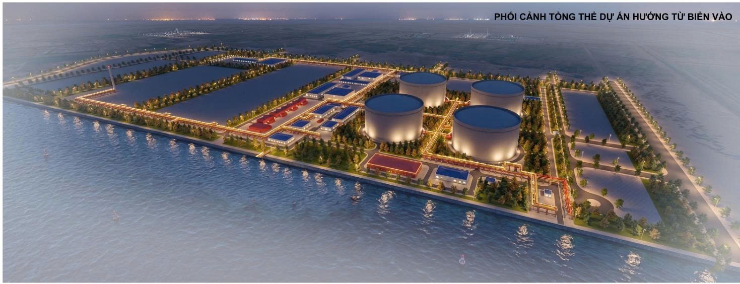 Khu vực triển khai Dự án Kho LNG Bắc Trung Bộ tại Khu kinh tế Vũng Áng, nơi sẽ phát triển hệ thống kho chứa LNG và hạ tầng kỹ thuật đồng bộ (Phối cảnh tổng thể Dự án hướng từ biển vào)