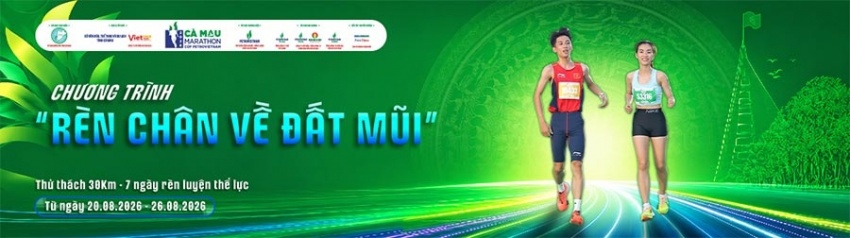 Cà Mau Marathon 2026 mở thử thách chạy online 30 km trong 7 ngày, miễn phí tham gia và tặng bib 0đ