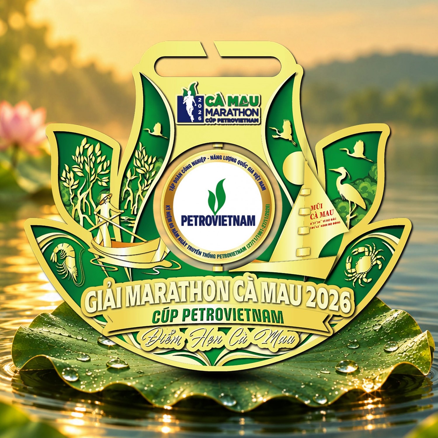 Cà Mau Marathon 2026 - Cúp PETROVIETNAM ra mắt huy chương xoay 360° Cà Mau Marathon 2026 - Cúp PETROVIETNAM ra mắt huy chương xoay 360°