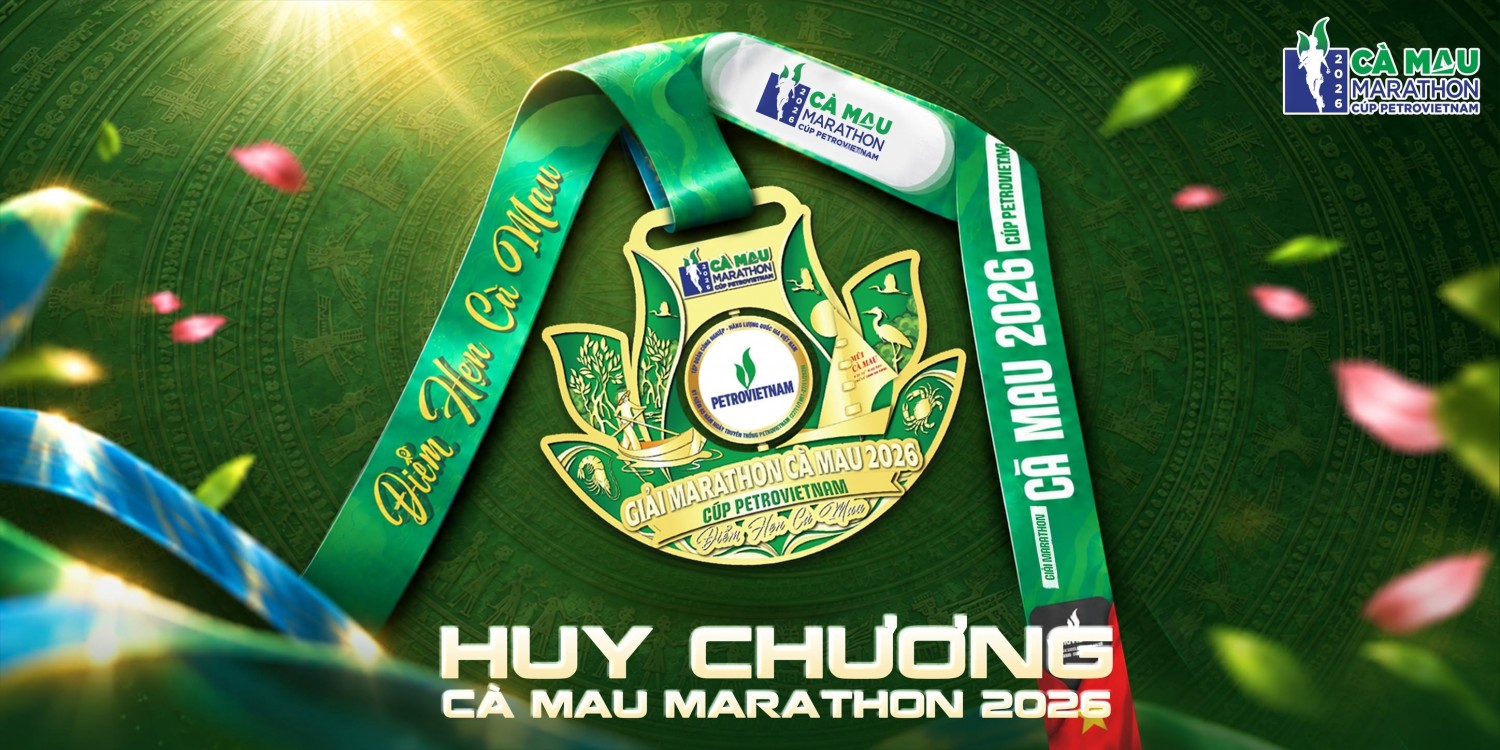 Cà Mau Marathon 2026 - Cúp PETROVIETNAM ra mắt huy chương xoay 360° Cà Mau Marathon 2026 - Cúp PETROVIETNAM ra mắt huy chương xoay 360°