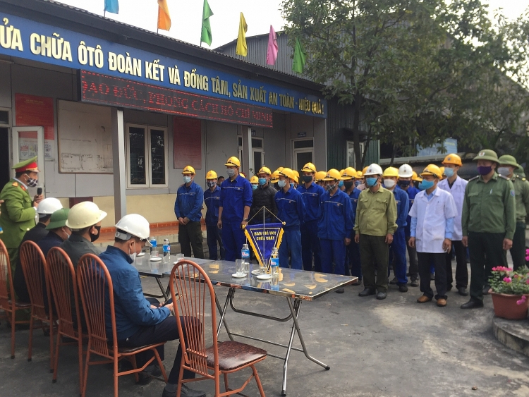 Than Cọc Sáu tổ chức thực tập chữa cháy năm 2021 tại Phân xưởng sửa chữa ôtô