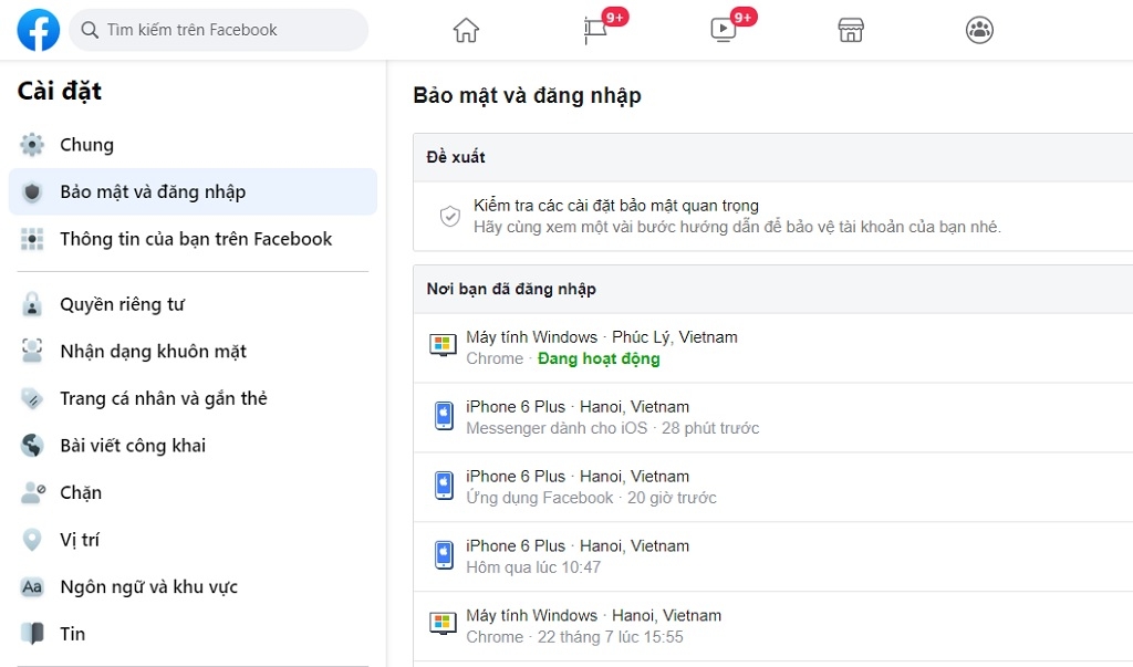 Cách kiểm tra tài khoản Facebook bị người khác đăng nhập