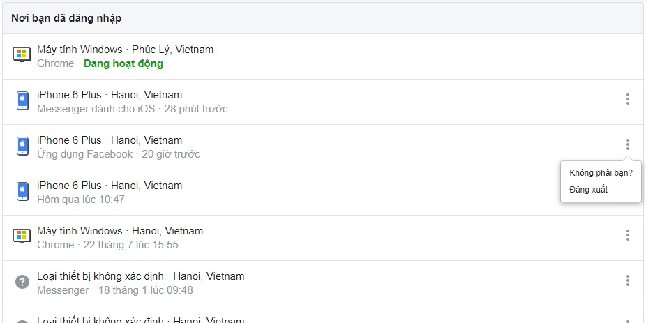 Cách kiểm tra tài khoản Facebook bị người khác đăng nhập