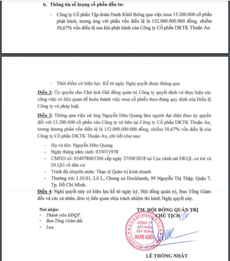 Tập đoàn Danh Khôi thâu tóm thêm một công ty bất động sản “mới toanh”