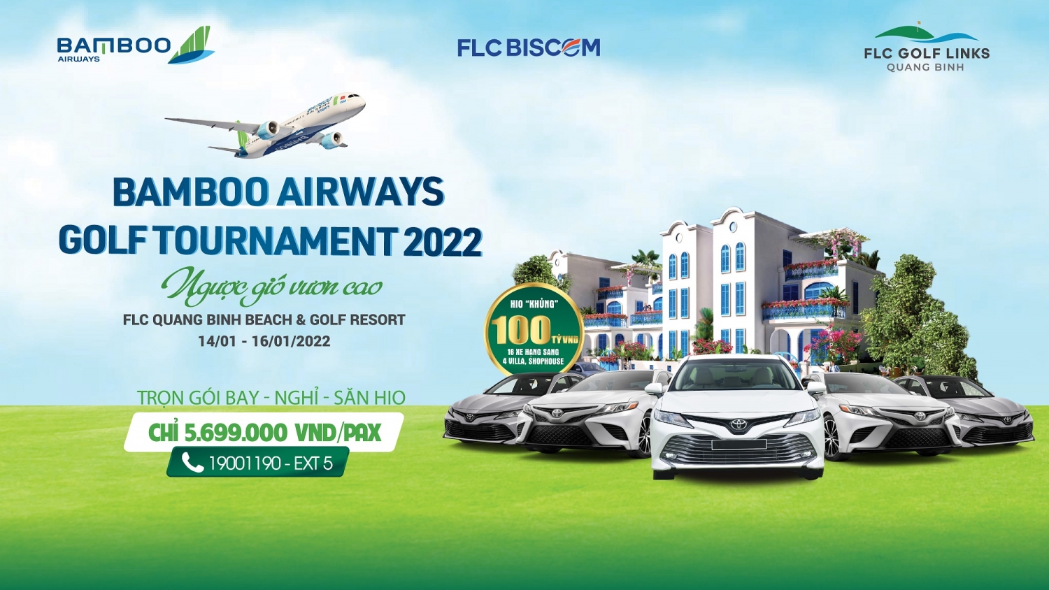 Bamboo Airways Golf Tournament mở màn chuỗi giải đấu lớn năm 2022 của Bamboo Airways với giải HIO khủng 100 tỷ đồng