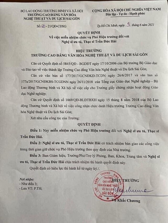 NSƯT Đức Hải bị miễn nhiệm chức phó hiệu trưởng sau nghi vấn "vạ miệng" trên mạng