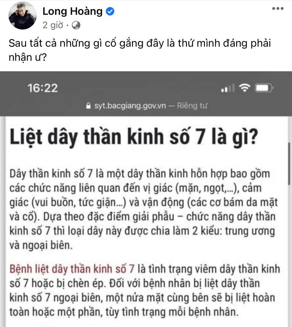 Tin hot giải trí ngày 15/9: Lou Hoàng bất ngờ chia sẻ có nguy cơ liệt nửa mặt