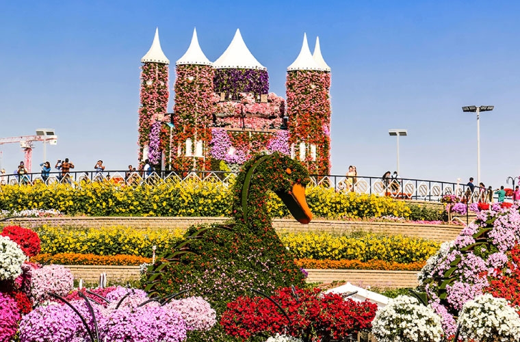 den dubai dung quen ghe tham vuon hoa lon nhat the gioi