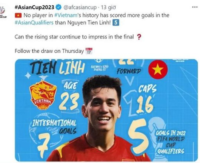 AFC ca ngợi Tiến Linh trước thềm lễ bốc thăm vòng loại thứ ba World Cup - 1