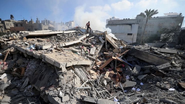 Cảnh tượng đổ nát ở Dải Gaza ngày 15/5/2021. 